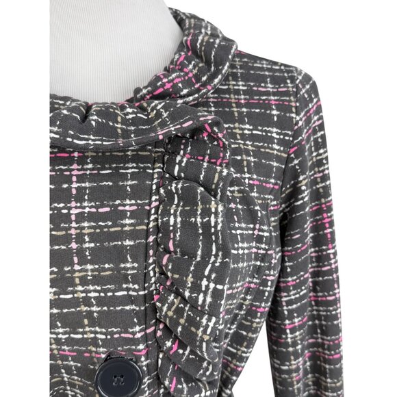 Y2K Self Esteem Ruffle Plaid Jacket Cardigan - Dark Academia Whimsigoth Coquette - Picture 3 of 16